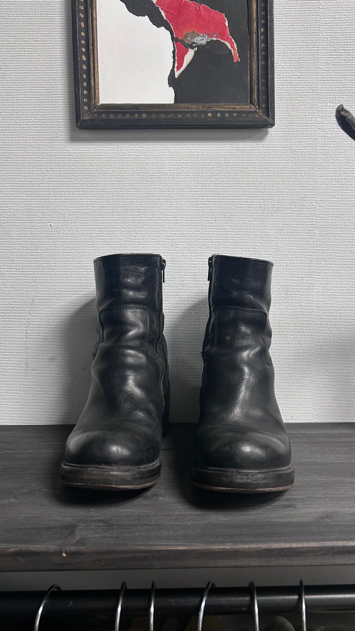 Moma Ankle Chunky Heel Black Leather Boots EU38