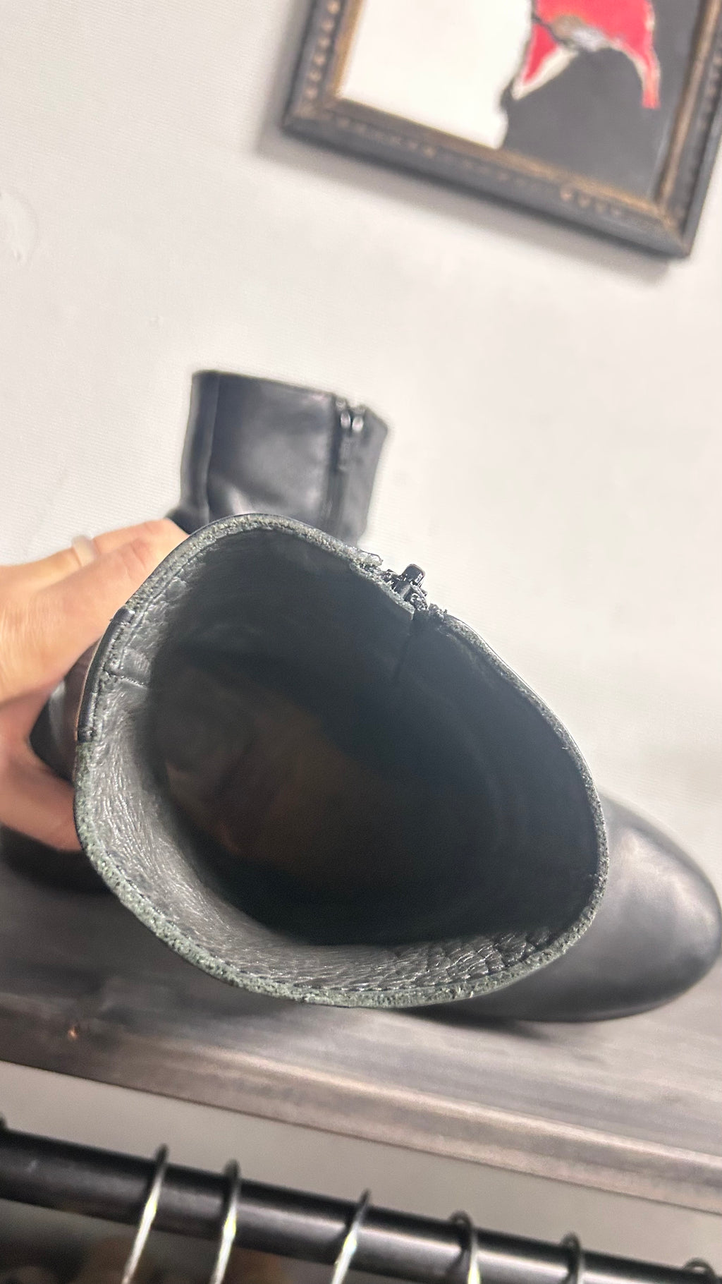 Moma Ankle Chunky Heel Black Leather Boots EU38