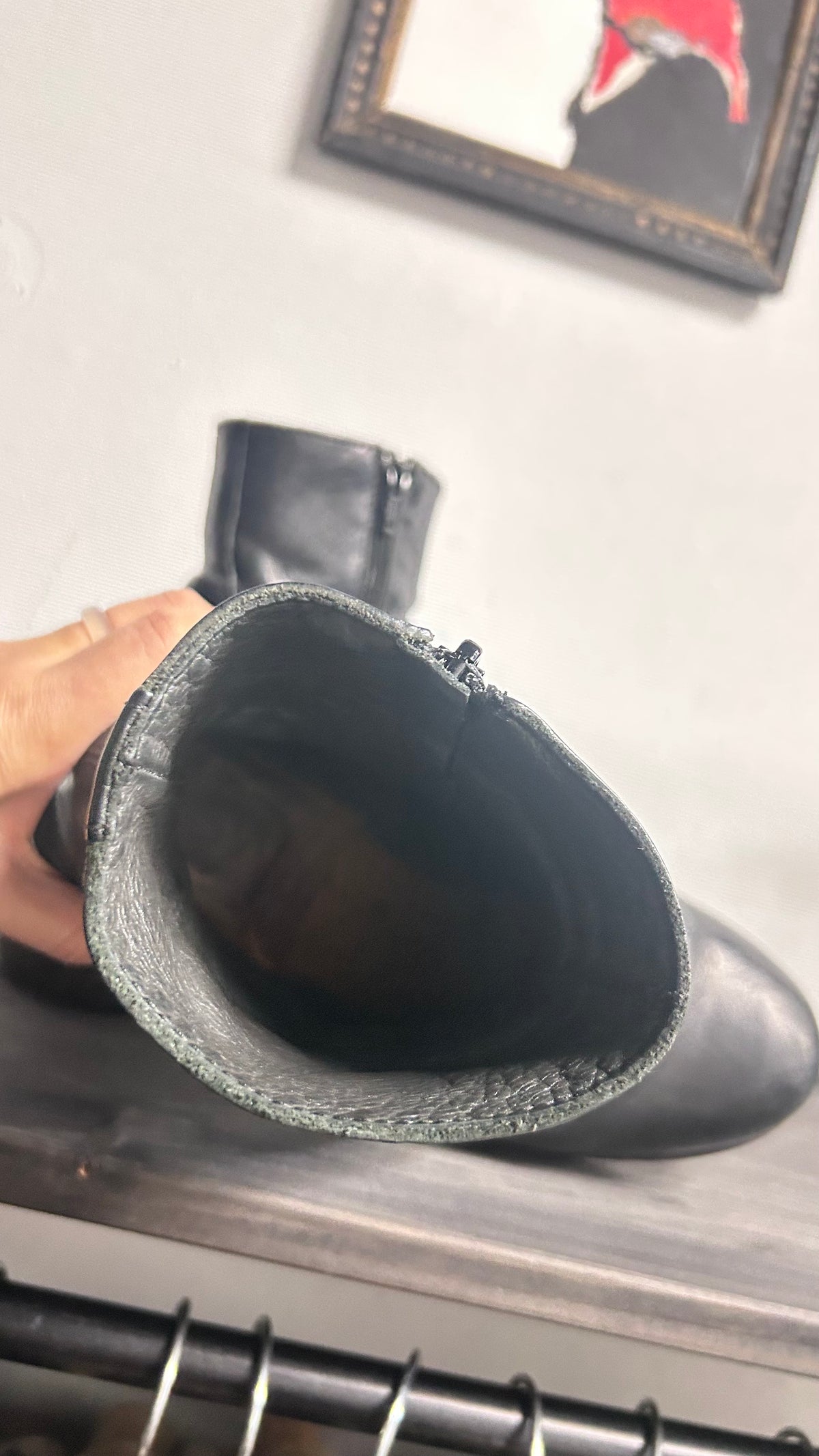 Moma Ankle Chunky Heel Black Leather Boots EU38