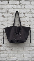 Suede Bag With Massive Charms