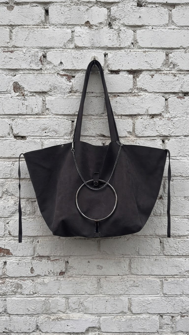 Suede Bag With Massive Charms
