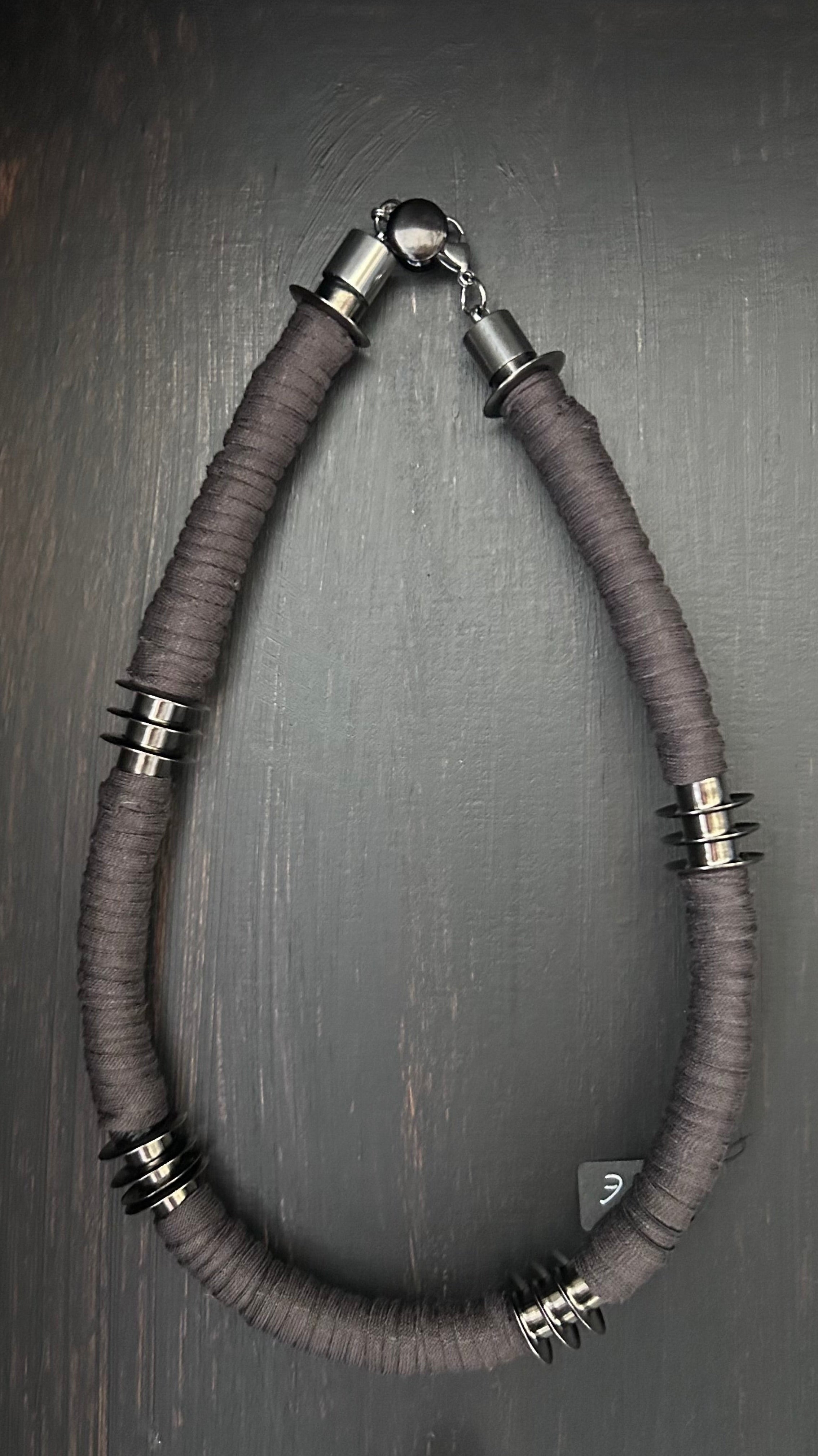 Upcycled Taupe Brown Boho Chunky Necklace