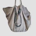 Grey Suede Tote with Upcycled Charms