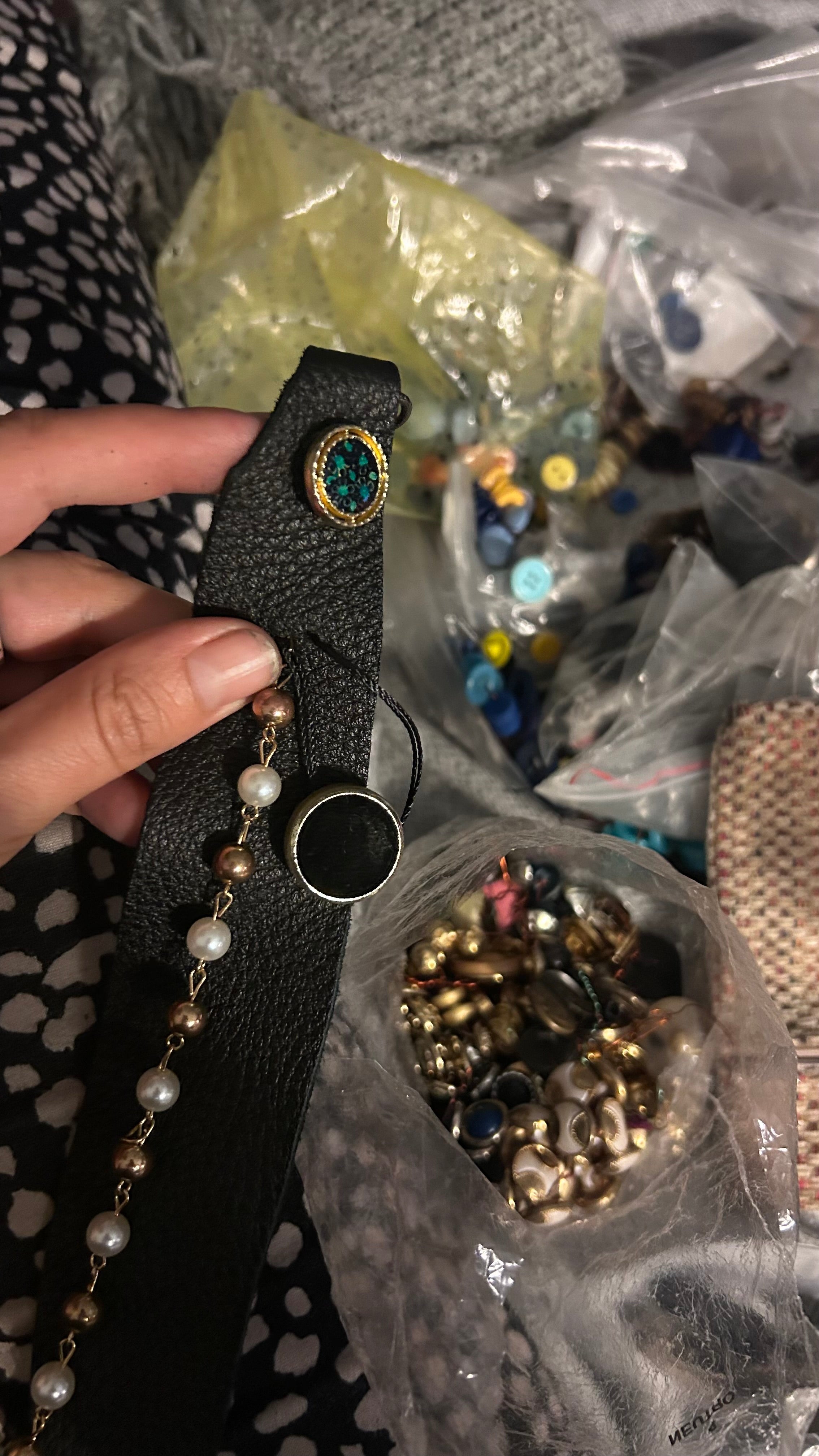 Grey Suede Tote with Upcycled Charms