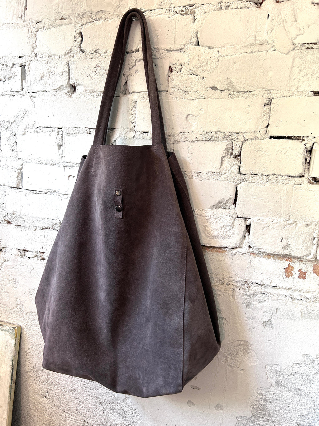 Large Slouch Suede Bag with Minimal Jewellery
