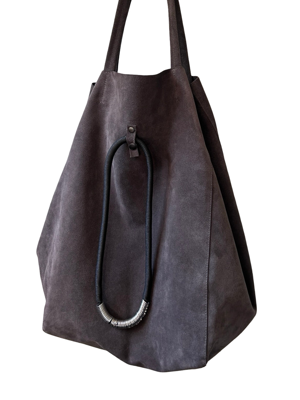 Large Slouch Suede Bag with Minimal Jewellery