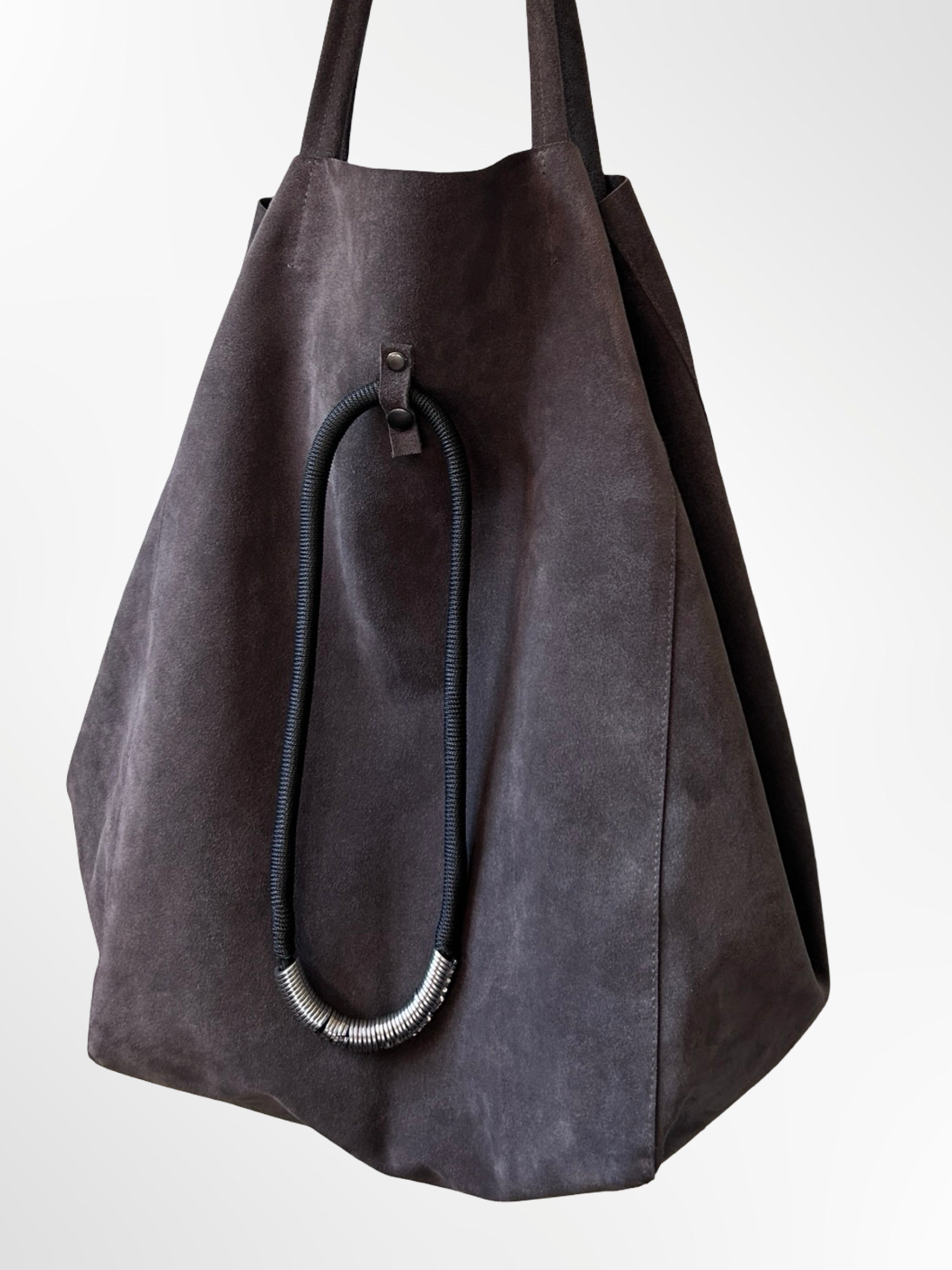 Large Slouch Suede Bag with Minimal Jewellery