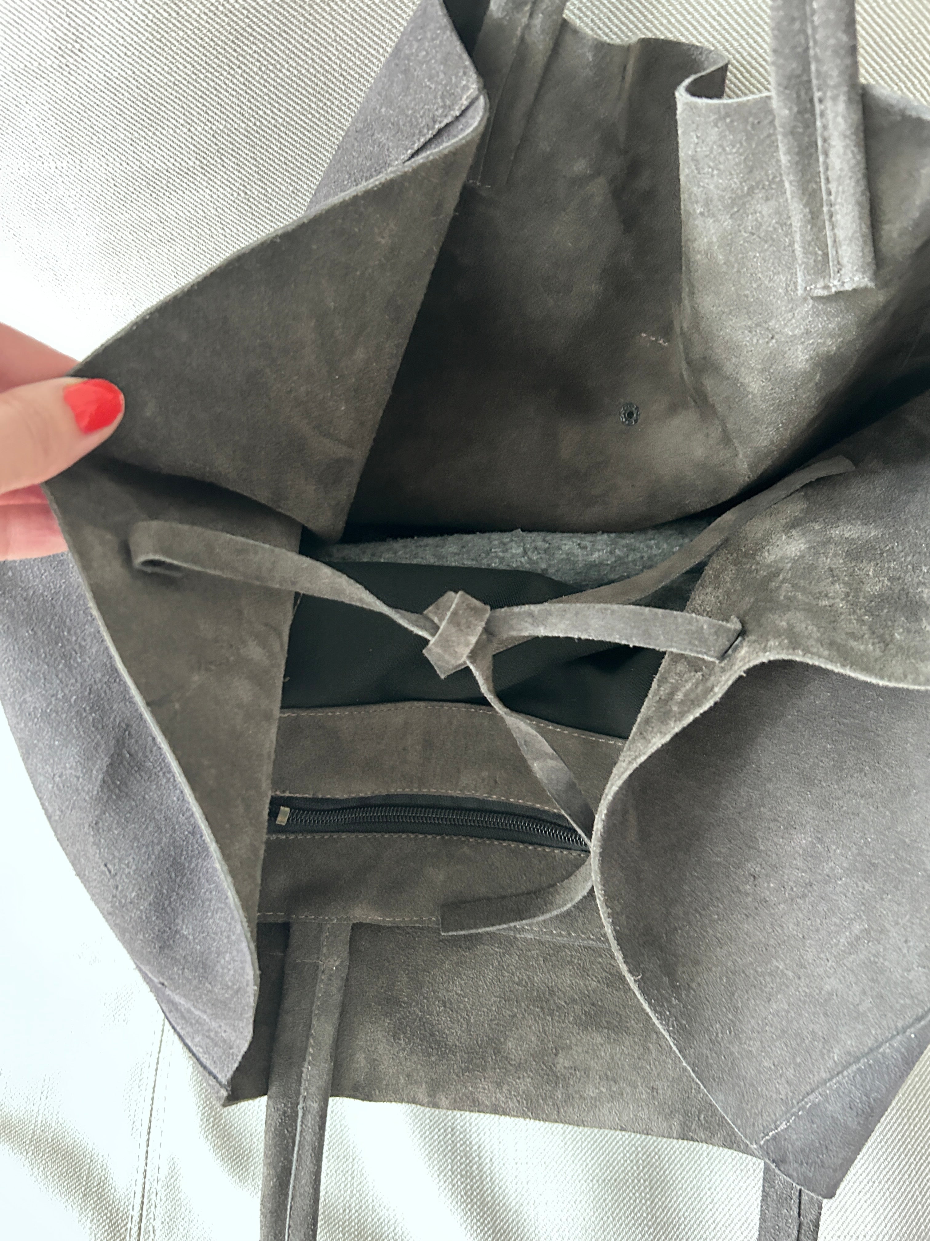 Grey Suede Tote with Upcycled Charms