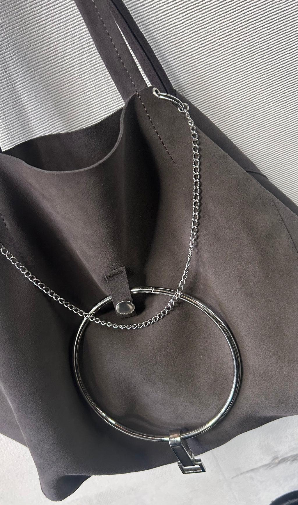 Suede Bag With Massive Charms