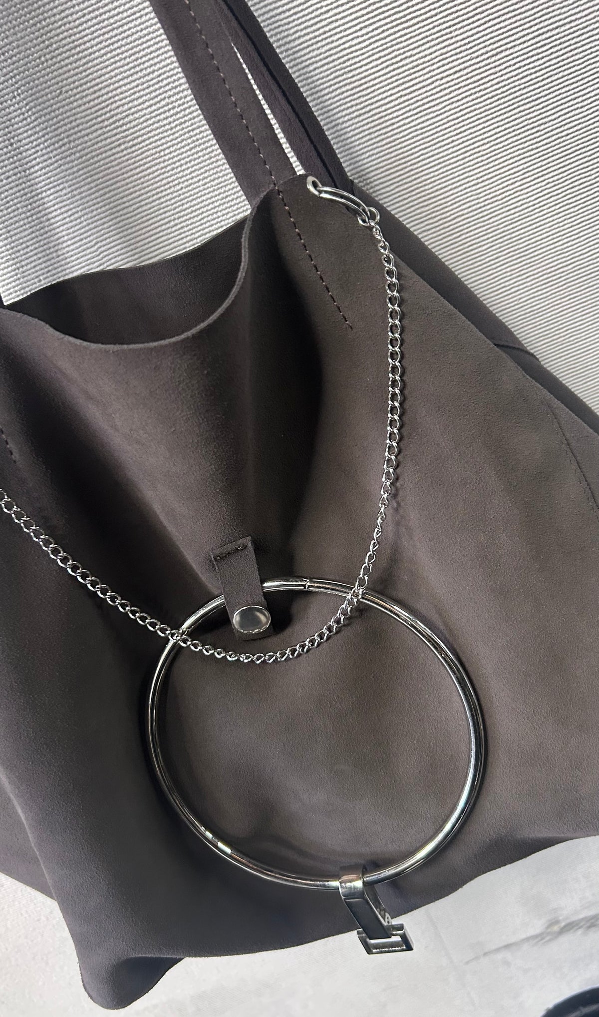Suede Bag With Massive Charms