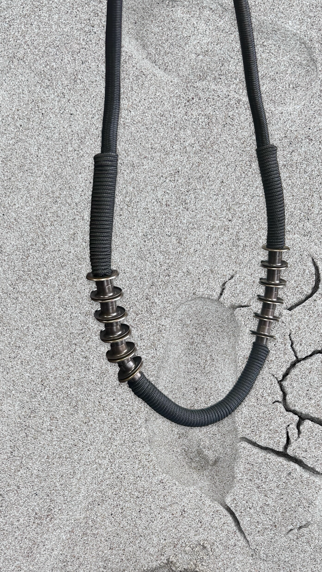 Architectured Massive Necklace With Brass Metal Rings